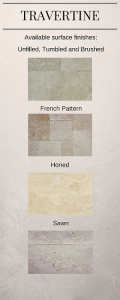 Different surface finishes for Travertine